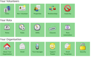 Screenshot showing Three Rings' Admin panels with friendly icons